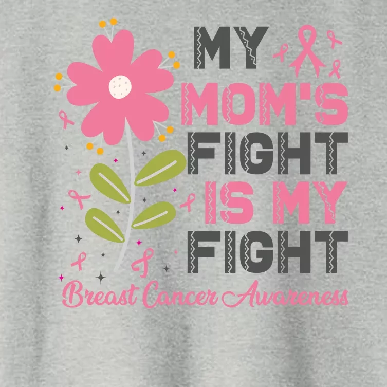 Cute Pink Flower My Moms Fight Is My Fight Breast Cancer Awareness Women's Crop Top Tee