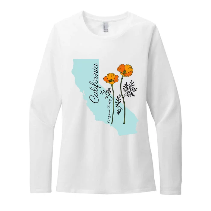 California Poppy Flower Womens CVC Long Sleeve Shirt