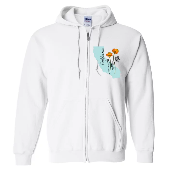 California Poppy Flower Full Zip Hoodie