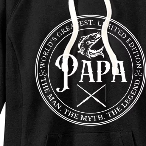 Cool Papa Fishing Gift Funny Bass Fish Dad Great Gift Women's Fleece Hoodie