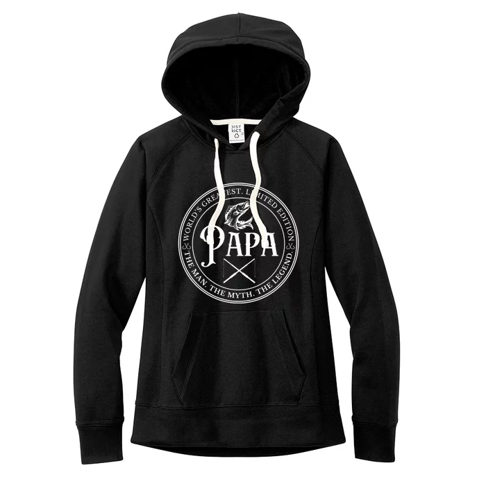 Cool Papa Fishing Gift Funny Bass Fish Dad Great Gift Women's Fleece Hoodie