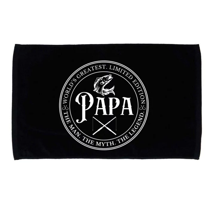 Cool Papa Fishing Gift Funny Bass Fish Dad Great Gift Microfiber Hand Towel