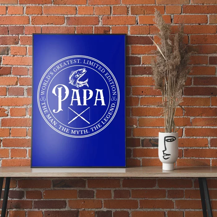 Cool Papa Fishing Gift Funny Bass Fish Dad Great Gift Poster