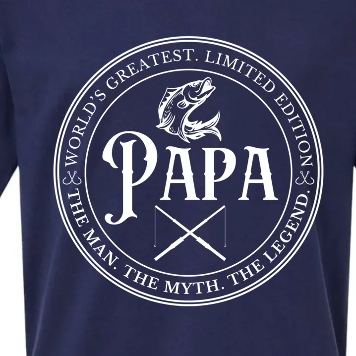 Cool Papa Fishing Gift Funny Bass Fish Dad Great Gift Sueded Cloud Jersey T-Shirt