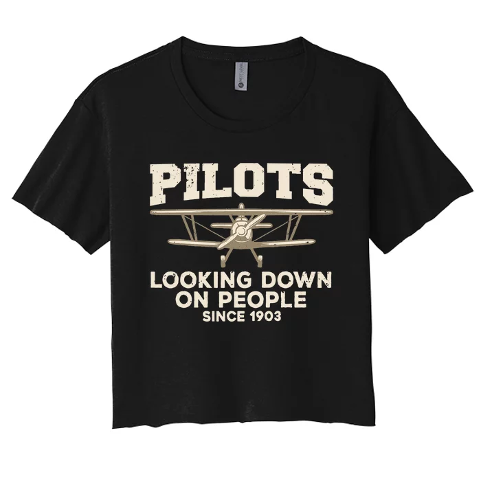 Cool Pilot For Wo Aircraft Pilot Airplane Flying Women's Crop Top Tee