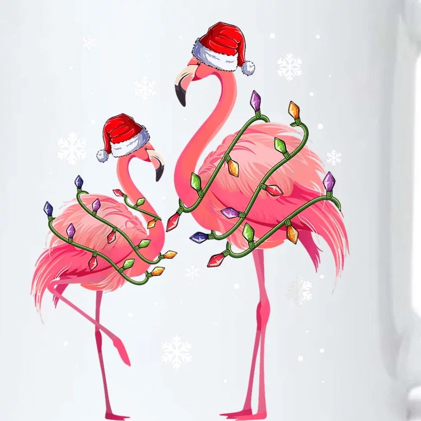 Cute Pink Flamingo Merry Flocking Christmas Cute Gift Black Color Changing Mug