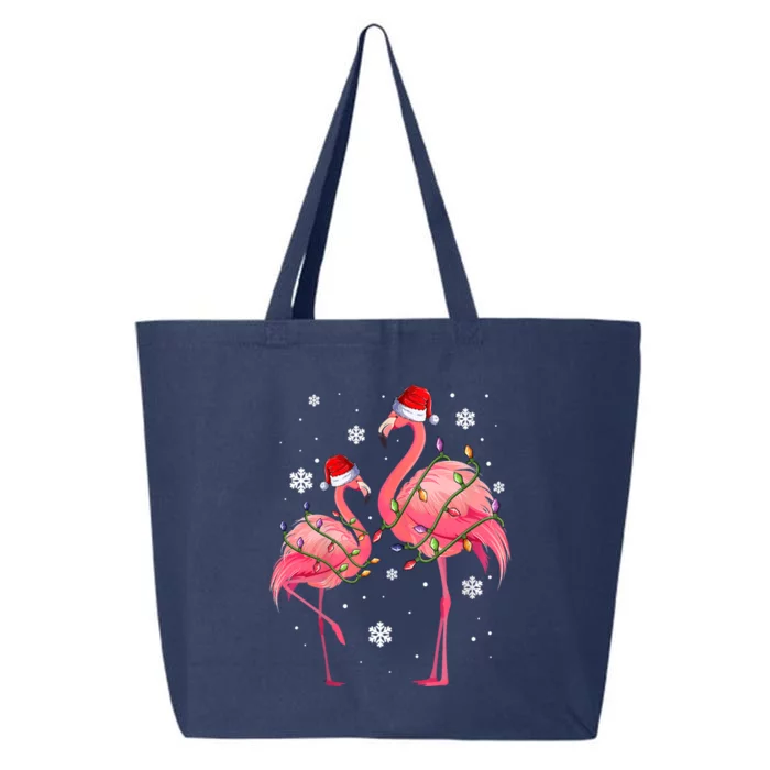 Cute Pink Flamingo Merry Flocking Christmas Cute Gift 25L Jumbo Tote