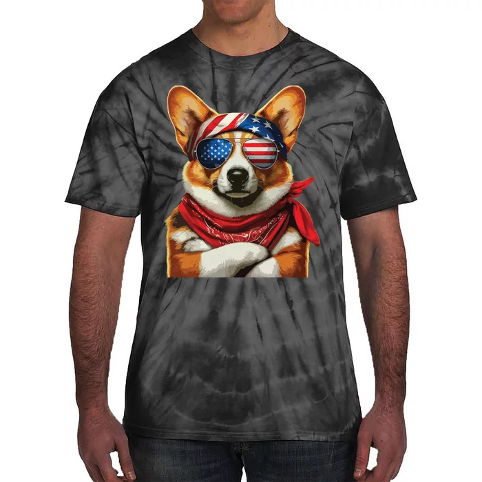 Corgi Patriotic Fourth Of July Tie-Dye T-Shirt