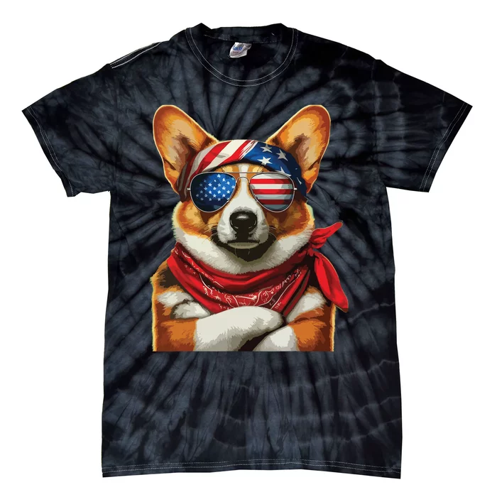 Corgi Patriotic Fourth Of July Tie-Dye T-Shirt