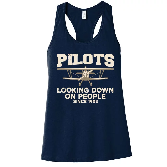 Cool Pilot For Men Women Aircraft Pilot Airplane Flying Women's Racerback Tank