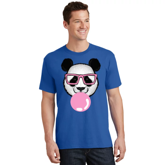 Cool Panda Face Eating Gum And Makes A Bubble Cute Panda T-Shirt