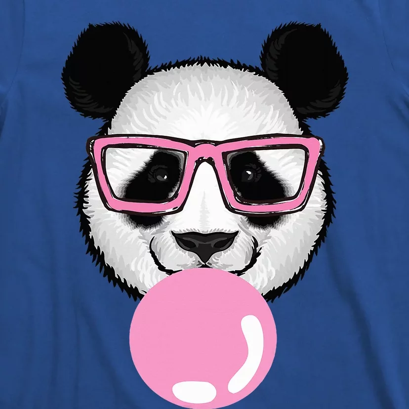 Cool Panda Face Eating Gum And Makes A Bubble Cute Panda T-Shirt