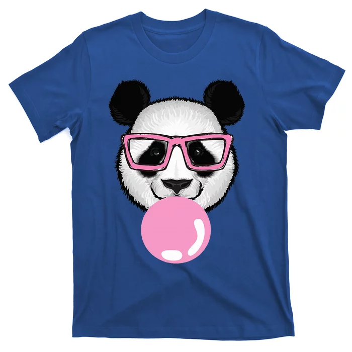 Cool Panda Face Eating Gum And Makes A Bubble Cute Panda T-Shirt