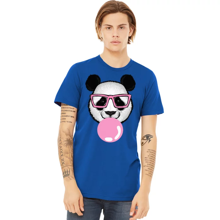 Cool Panda Face Eating Gum And Makes A Bubble Cute Panda Premium T-Shirt