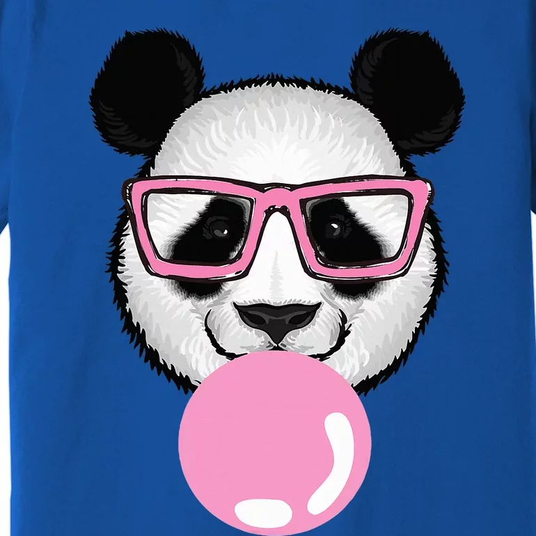 Cool Panda Face Eating Gum And Makes A Bubble Cute Panda Premium T-Shirt