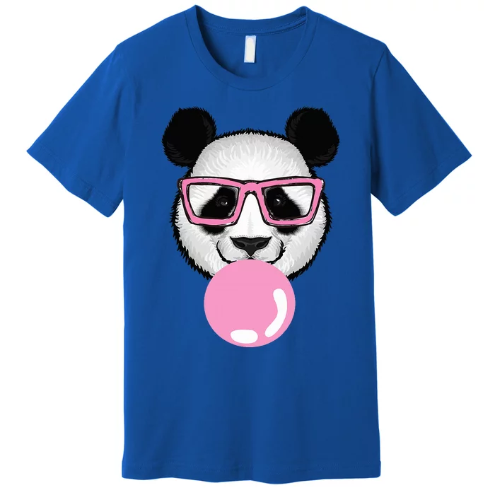 Cool Panda Face Eating Gum And Makes A Bubble Cute Panda Premium T-Shirt