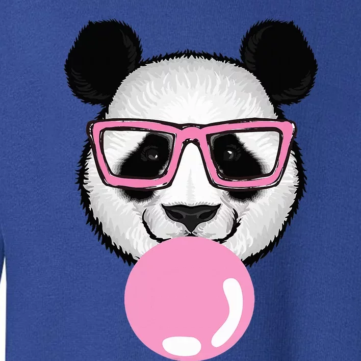 Cool Panda Face Eating Gum And Makes A Bubble Cute Panda Toddler Sweatshirt