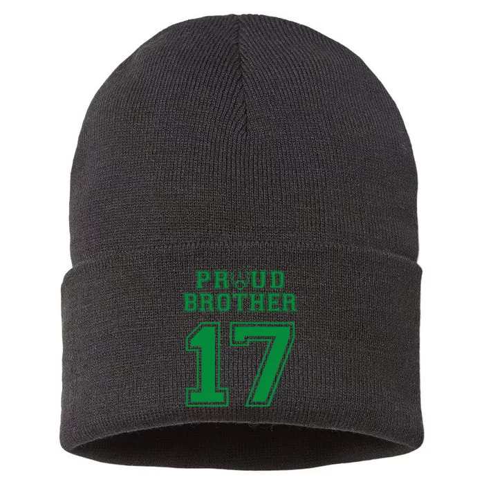 Custom Proud Football Brother Number 17 G Personalized Sustainable Knit Beanie