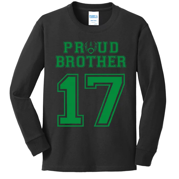 Custom Proud Football Brother Number 17 G Personalized Kids Long Sleeve Shirt