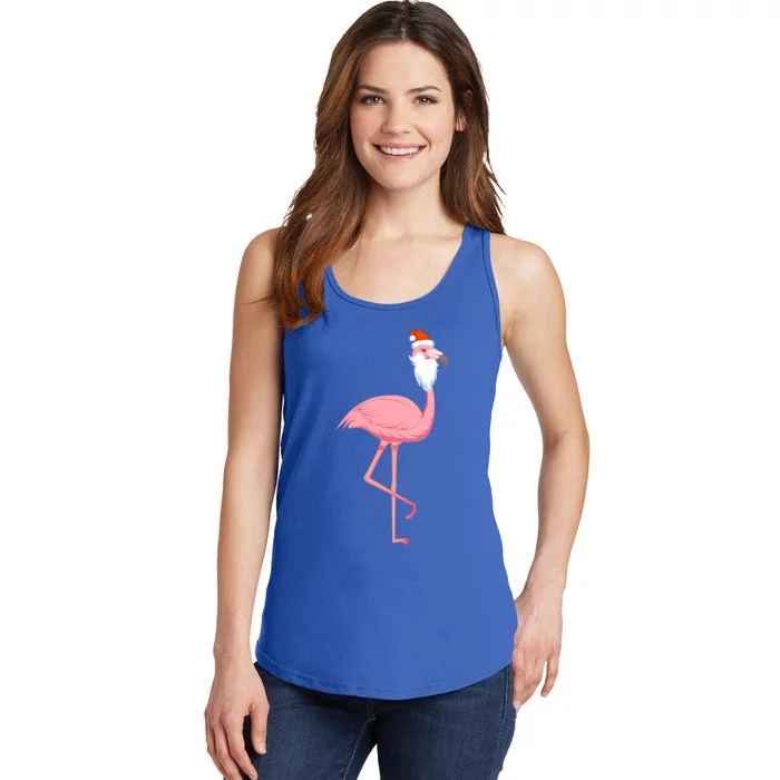 Christmas Pink Flamingo Santa Gift Ladies Essential Tank