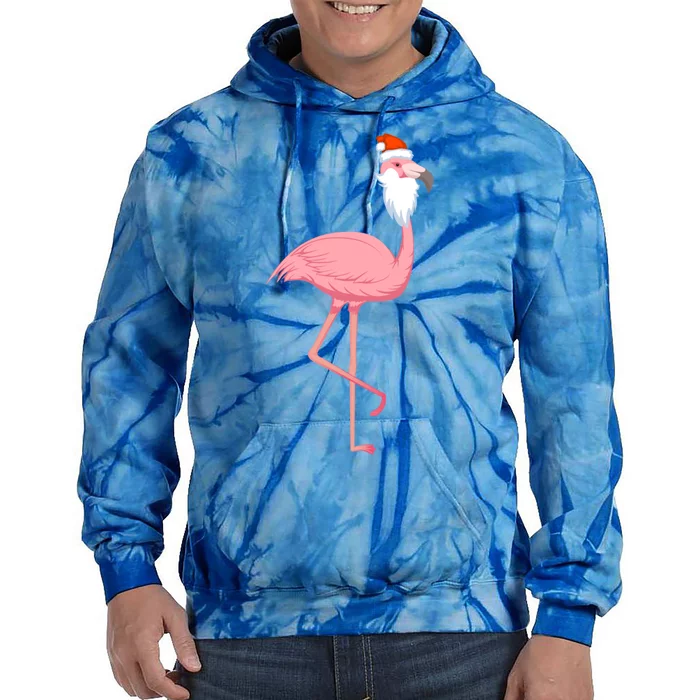 Christmas Pink Flamingo Santa Gift Tie Dye Hoodie