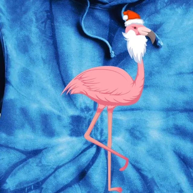 Christmas Pink Flamingo Santa Gift Tie Dye Hoodie