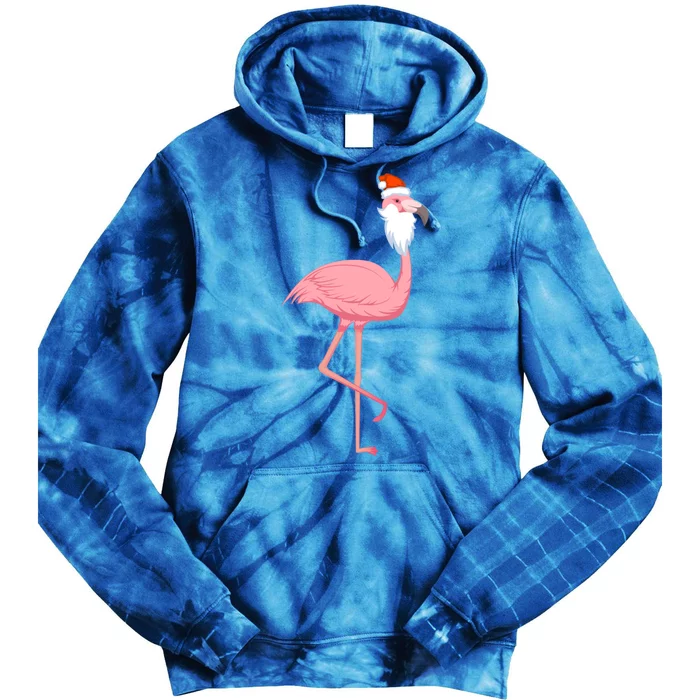 Christmas Pink Flamingo Santa Gift Tie Dye Hoodie