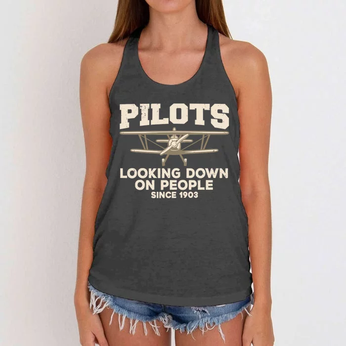 Cool Pilot For Aircraft Pilot Airplane Flying Women's Knotted Racerback Tank