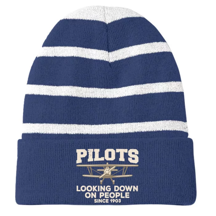 Cool Pilot For Aircraft Pilot Airplane Flying Striped Beanie with Solid Band