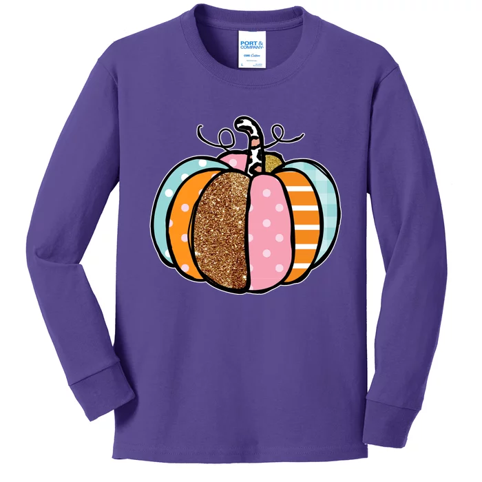 Colorful Pumpkin Festive Fall Kids Long Sleeve Shirt