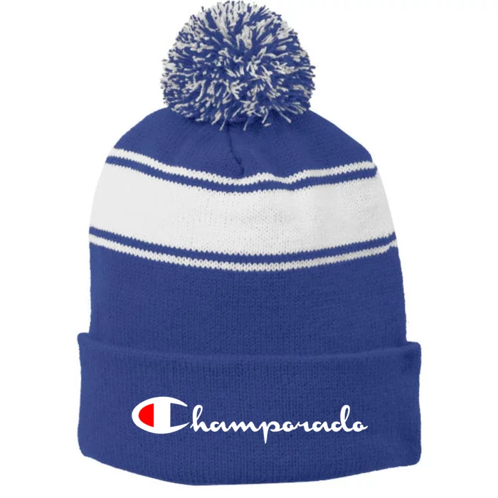 Champorado Philippines Funny Filipino Funny Gift Stripe Pom Pom Beanie