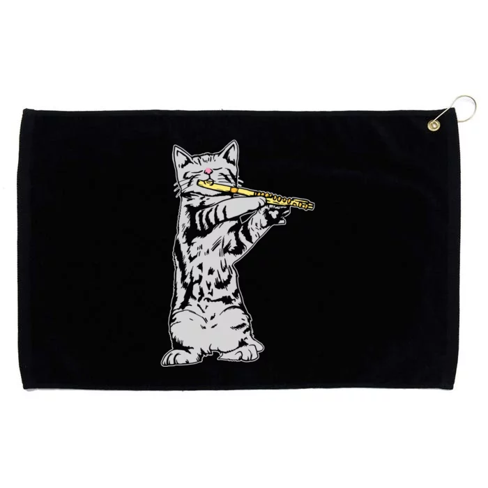 Cat Playing Flute Cool Musician Marching Band Grommeted Golf Towel