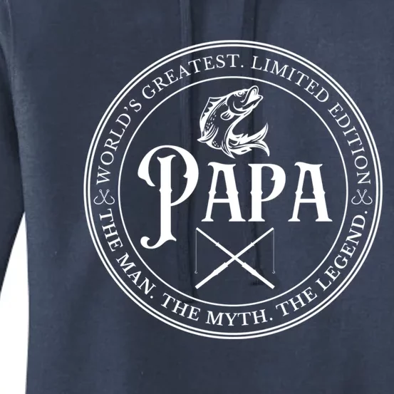 Cool Papa Fishing Gift Funny Bass Fish Dad Gift Women's Pullover Hoodie