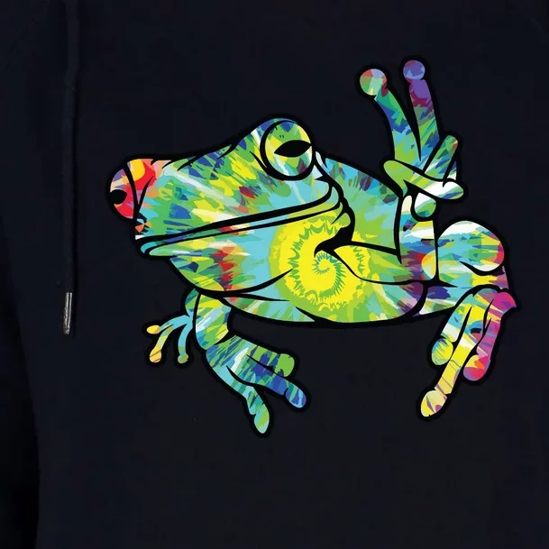 Cool Peace Frog Tie Dye Womens Funnel Neck Pullover Hood