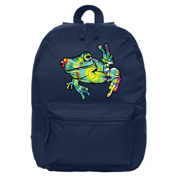 Cool Peace Frog Tie Dye 16 in Basic Backpack