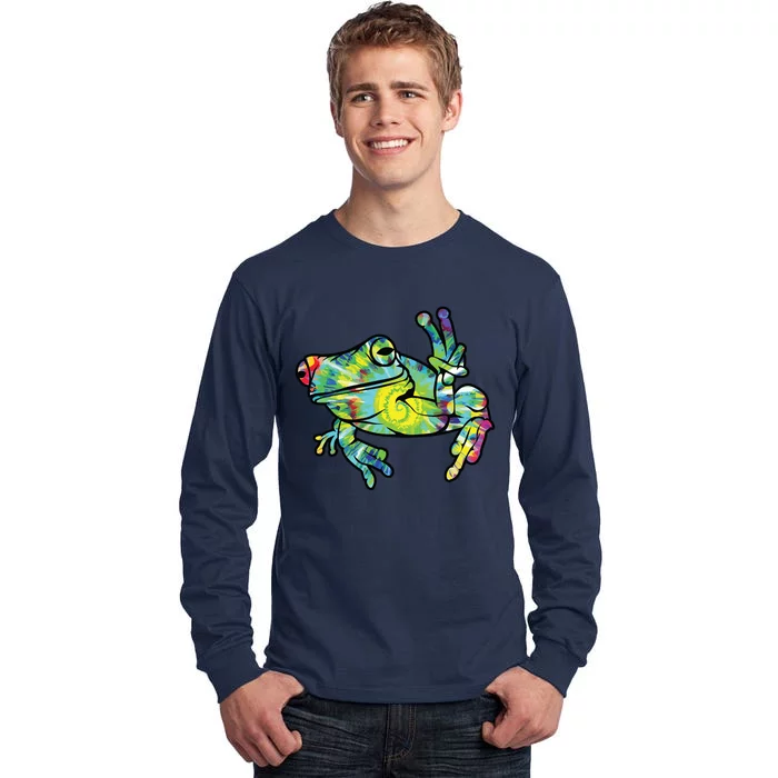 Cool Peace Frog Tie Dye Tall Long Sleeve T-Shirt