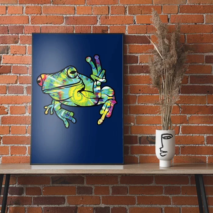 Cool Peace Frog Tie Dye Poster