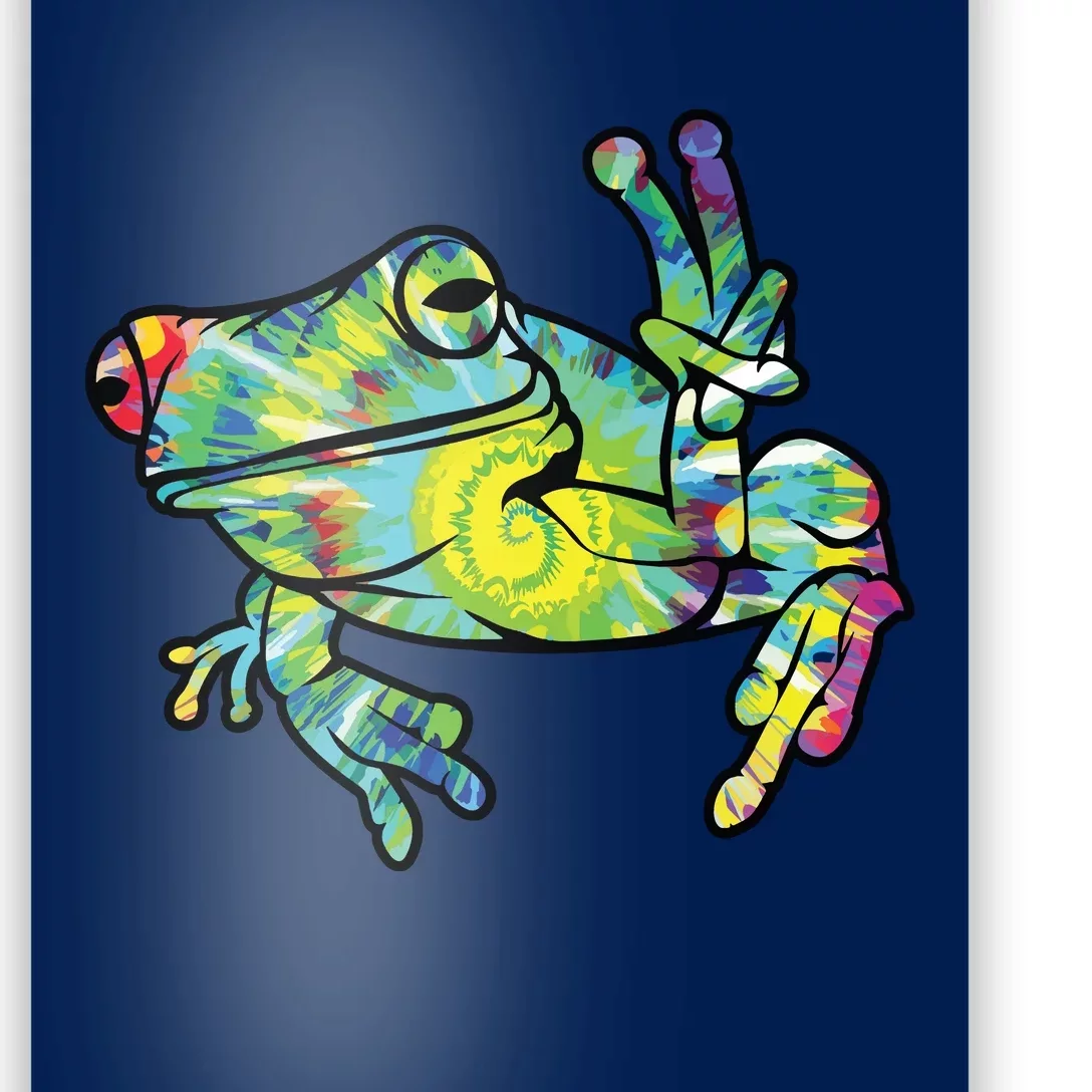 Cool Peace Frog Tie Dye Poster