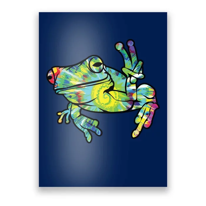 Cool Peace Frog Tie Dye Poster