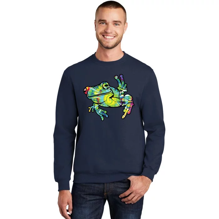 Cool Peace Frog Tie Dye Tall Sweatshirt