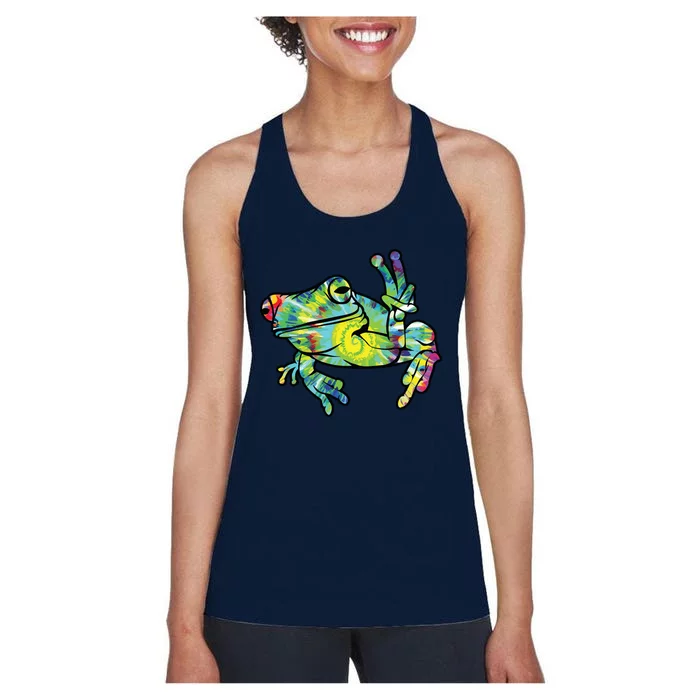 Cool Peace Frog Tie Dye Women's Racerback Tank