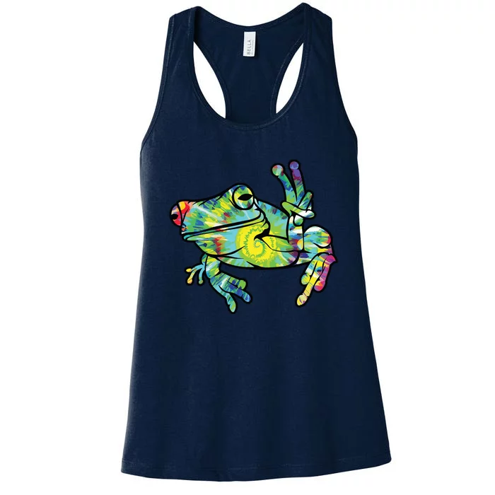 Cool Peace Frog Tie Dye Women's Racerback Tank