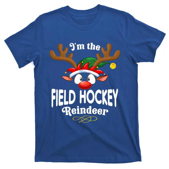 Christmas Pjs Field Hockey Xmas Reindeer Matching Gift T-Shirt