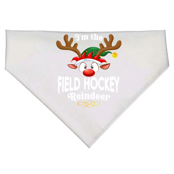 Christmas Pjs Field Hockey Xmas Reindeer Matching Gift USA-Made Doggie Bandana