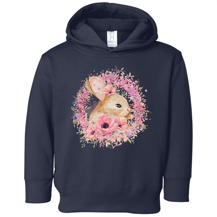 Cute Pink Floral Easter Bunny Toddler Hoodie