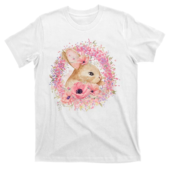 Cute Pink Floral Easter Bunny T-Shirt