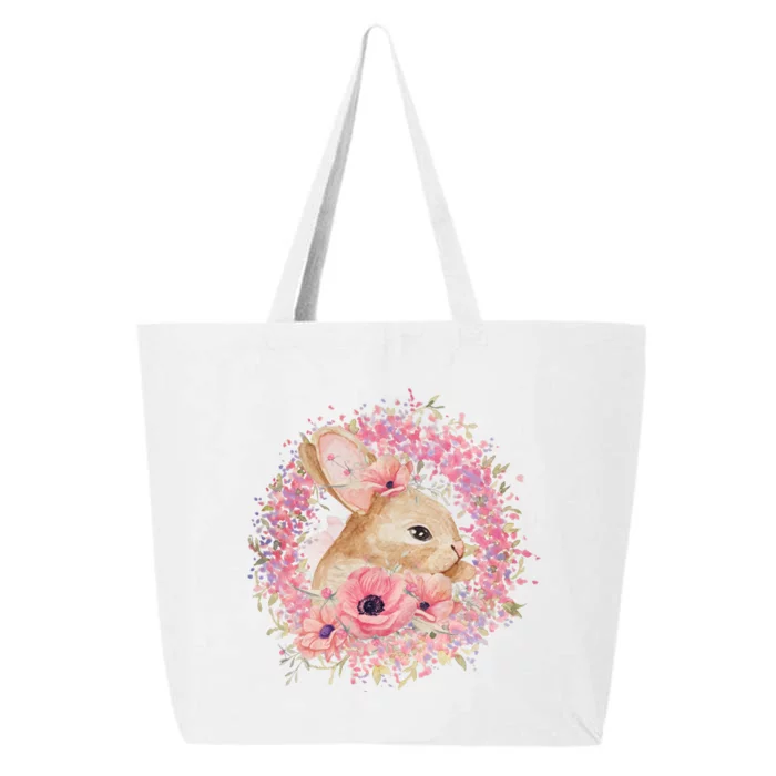 Cute Pink Floral Easter Bunny 25L Jumbo Tote