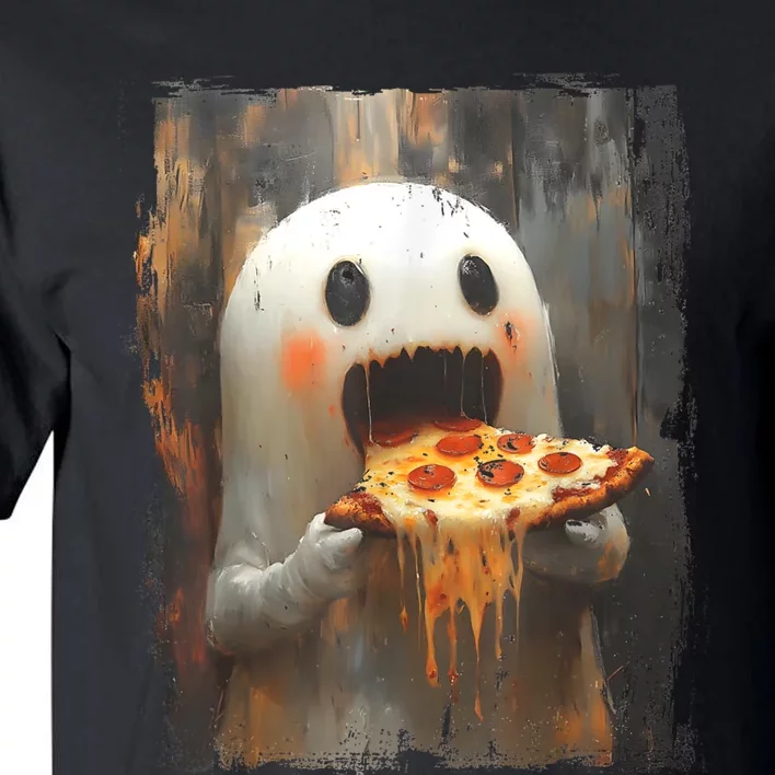 Cute Pizza Ghost Eating Pizza Funny Halloween Food Lovers Tall T-Shirt