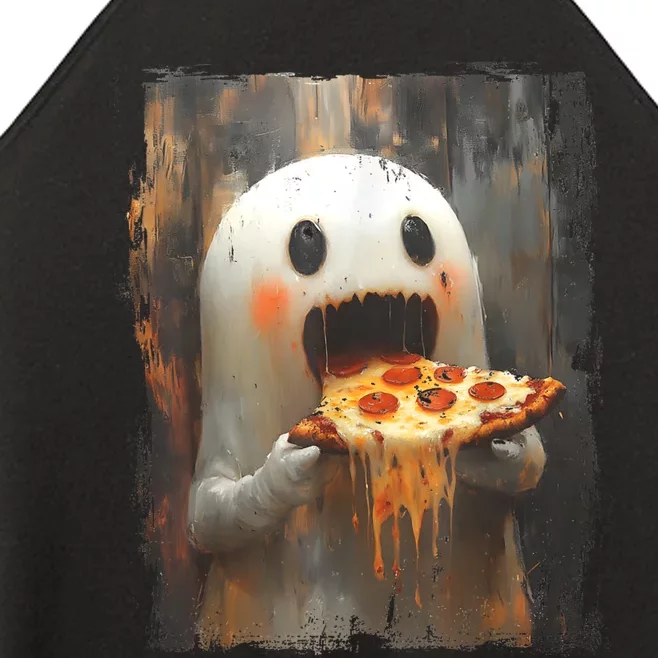 Cute Pizza Ghost Eating Pizza Funny Halloween Food Lovers Women’s Perfect Tri Rocker Tank