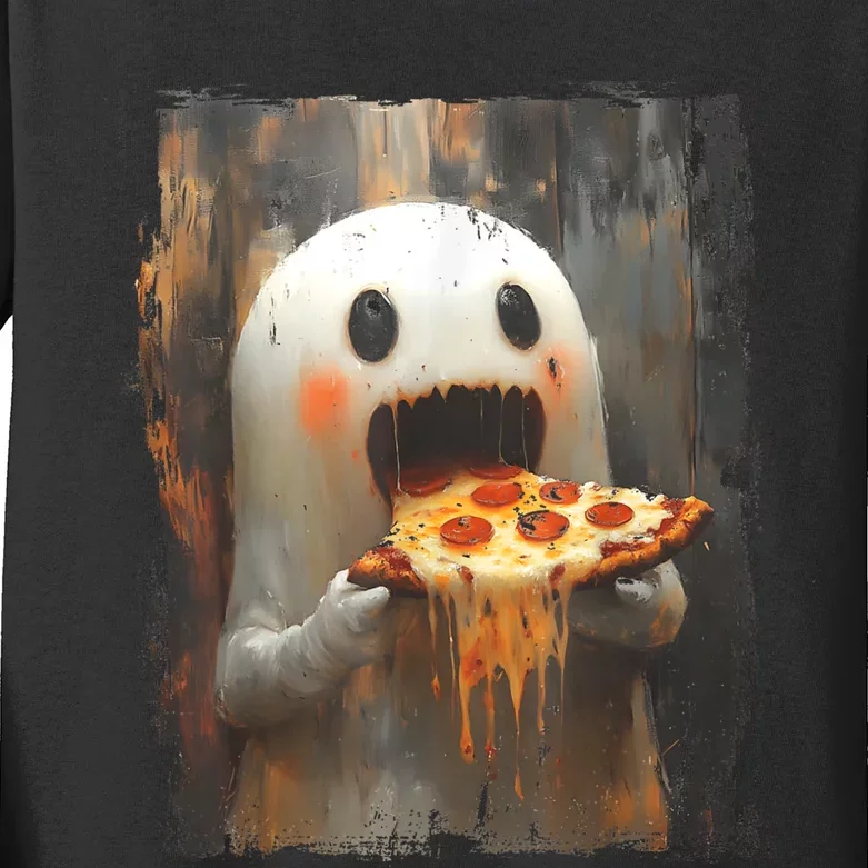 Cute Pizza Ghost Eating Pizza Funny Halloween Food Lovers Kids Long Sleeve Shirt